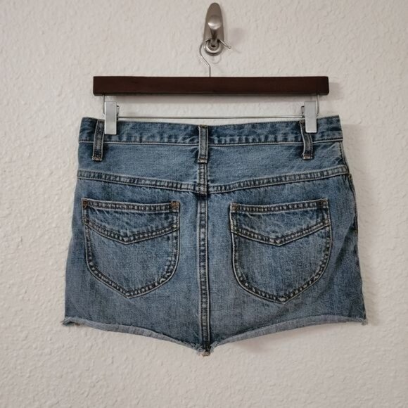 Free People Beat of The Music Mini Denim Skirt Women's Size 2 Medium Wash - Picture 6 of 6